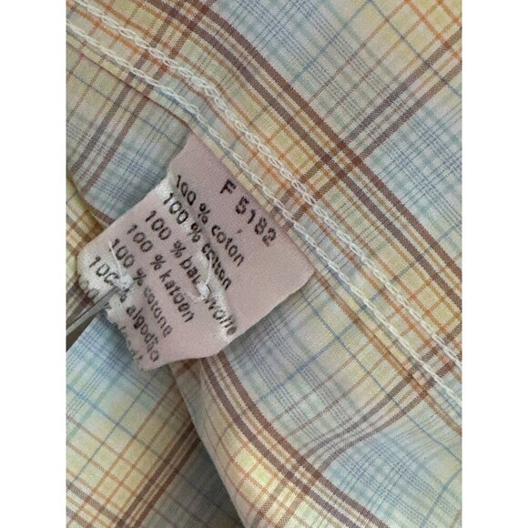 Lacoste Men's Casual Button Down Shirt - Yellow and Blue Plaid - Picture 5 of 5